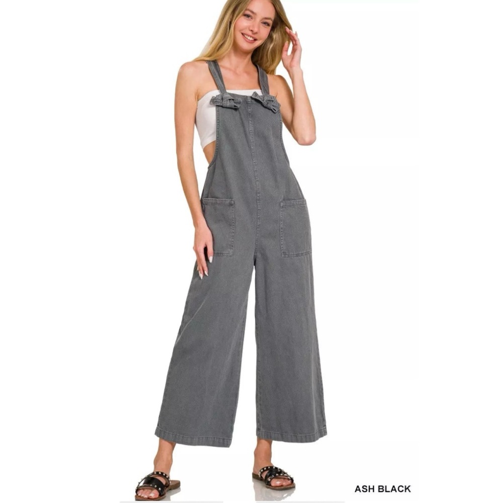 Zenana Women's Ash Black Denim Overalls in size small